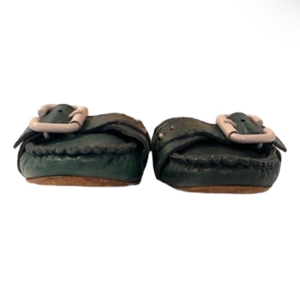 Authentic Chloe designer Hunter green leather flats loafers sz 9 - Picture 6 of 14